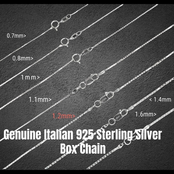 Italian 925 Sterling Silver Square Box Chain Necklace 1.2mm 20” - Picture 6 of 8